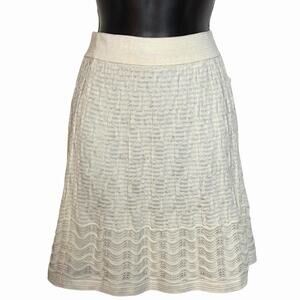 MISSONI CREAM KNIT SKIRT WAVE ZIG ZAG SIZE EURO 42 US 6 QUIET LUXURY DESIGNER